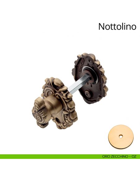 Nottolino per porta 008 Linea Calì con rosetta sagomata oro zecchino