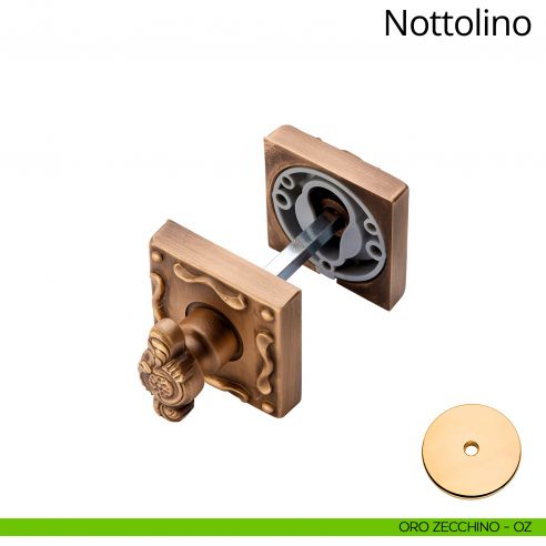 Nottolino per porta 007 Linea Calì con rosetta quadrata oro zecchino