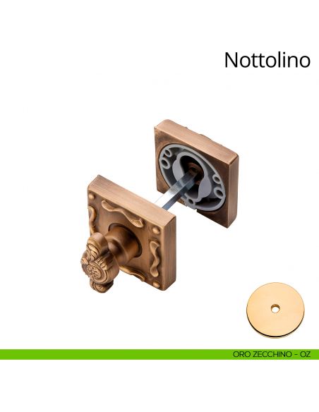 Nottolino per porta 007 Linea Calì con rosetta quadrata oro zecchino