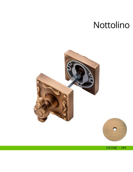 Nottolino per porta 007 Linea Calì con rosetta quadrata patinè