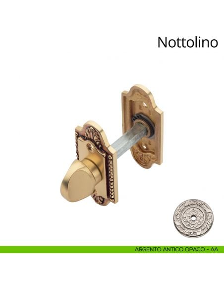 Nottolino per porta 010 Linea Calì con rosetta sagomata argento antico opaco