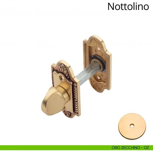Nottolino per porta 010 Linea Calì con rosetta sagomata oro zecchino