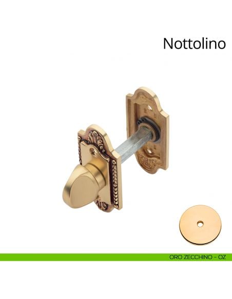 Nottolino per porta 010 Linea Calì con rosetta sagomata oro zecchino