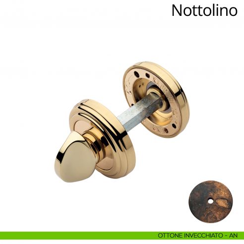 Nottolino per porta 011 Linea Calì con rosetta tondan ottone invecchiato