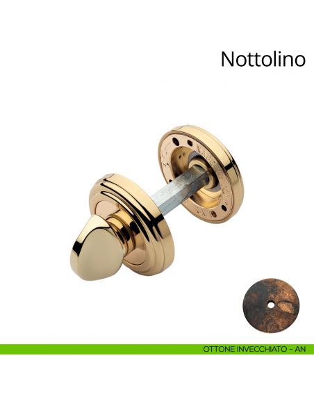 Nottolino per porta 011 Linea Calì con rosetta tondan ottone invecchiato