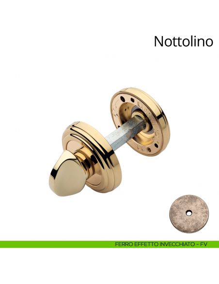 Nottolino per porta 011 Linea Calì con rosetta tonda ferro effetto invecchiato