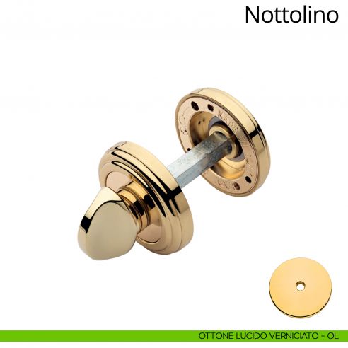 Nottolino per porta 011 Linea Calì con rosetta tonda ottone lucido verniciato