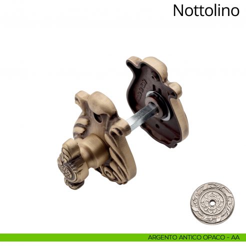 Nottolino per porta 015 Linea Calì con rosetta sagomata argento antico opaco