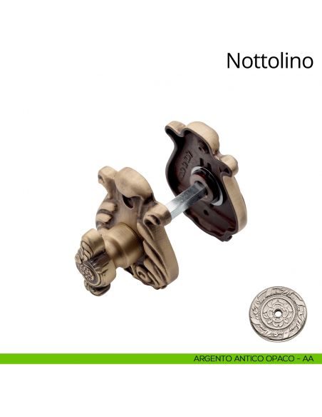 Nottolino per porta 015 Linea Calì con rosetta sagomata argento antico opaco