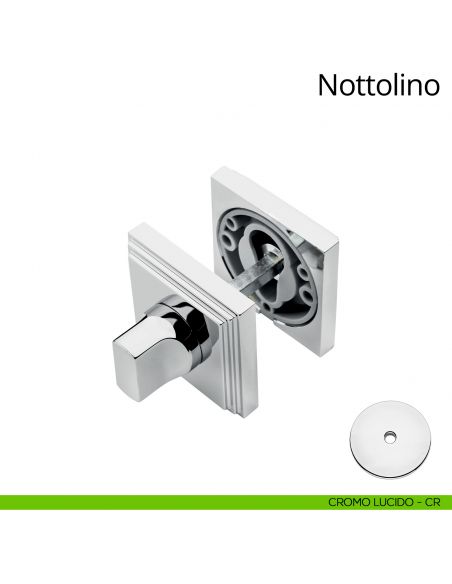 Nottolino per porta 016 Linea Calì con rosetta quadrata cromo lucido