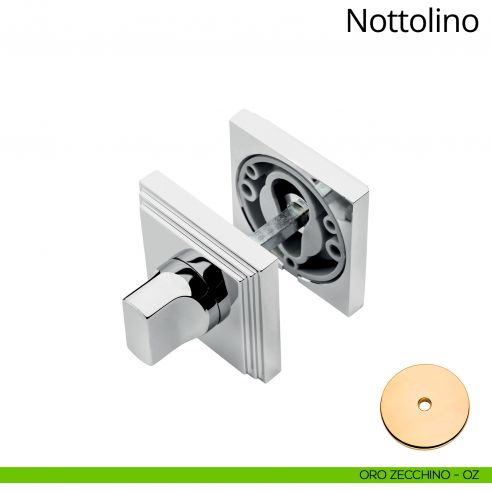 Nottolino per porta 016 Linea Calì con rosetta quadrata oro zecchino