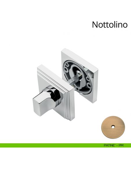 Nottolino per porta 016 Linea Calì con rosetta quadrata patinè