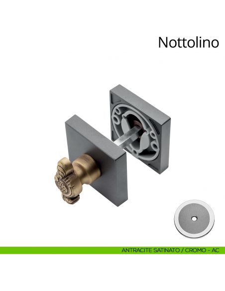 Nottolino per porta 019 Linea Calì con rosetta quadrata antracite satinato + cromo