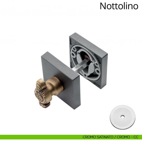 Nottolino per porta 019 Linea Calì con rosetta quadrata cromo satinato + cromo