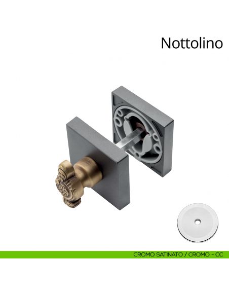 Nottolino per porta 019 Linea Calì con rosetta quadrata cromo satinato + cromo