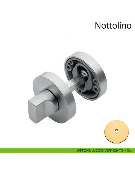 Nottolino per porta 023 Linea Calì con rosetta tonda ottone lucido verniciato