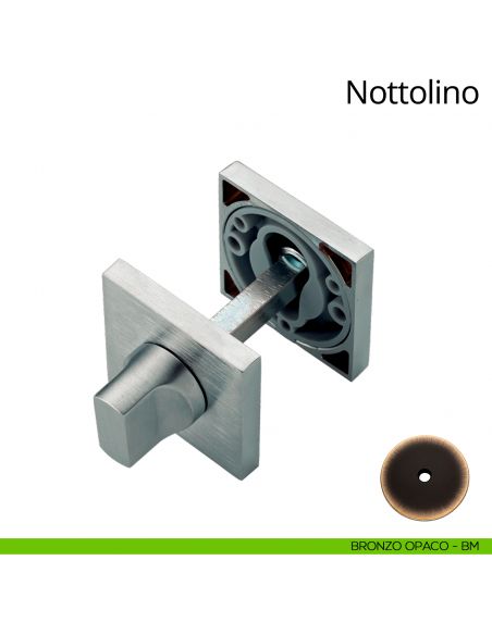 Nottolino per porta 024 Linea Calì con rosetta quadrata bassa bronzo opaco