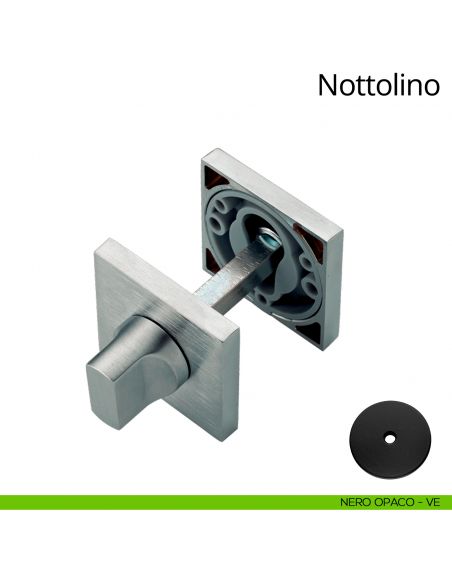 Nottolino per porta 024 Linea Calì con rosetta quadrata bassa nero opaco