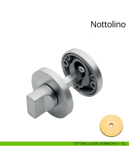 Nottolino per porta 025 Linea Calì con rosetta tonda bassa ottone lucido verniciato