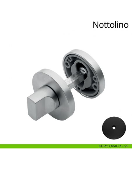 Nottolino per porta 025 Linea Calì con rosetta tonda bassa nero opaco