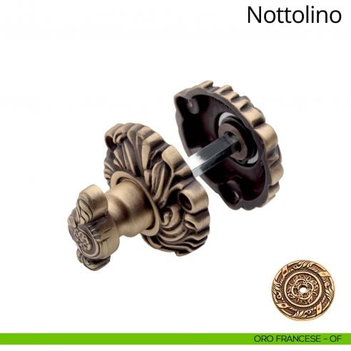 Nottolino per porta 078 Linea Calì con rosetta sagomata oro francese