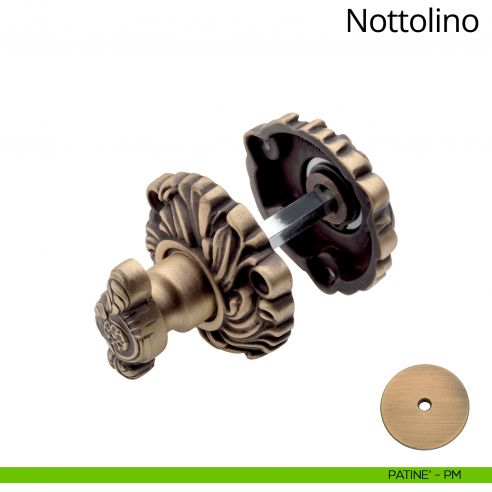 Nottolino per porta 078 Linea Calì con rosetta sagomata patinè