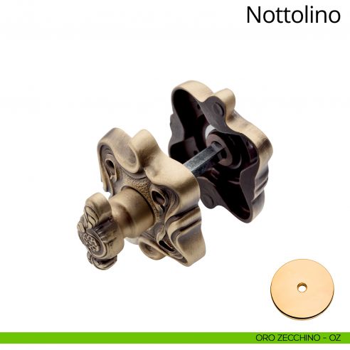 Nottolino per porta 091 Linea Calì con rosetta sagomata oro zecchino