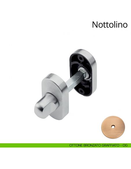 Nottolino per porta 096 Linea Calì con rosetta ovale ottone bronzato graffiato