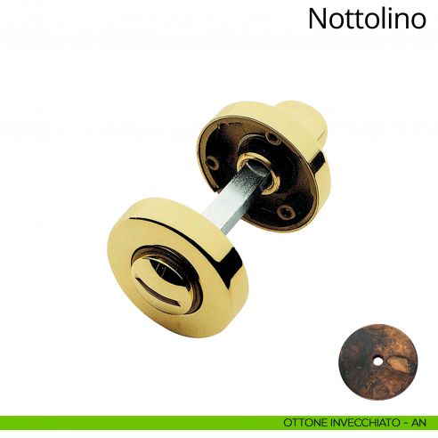 Nottolino per porta 101 Linea Calì con rosetta tonda 45 mm ottone invecchiato