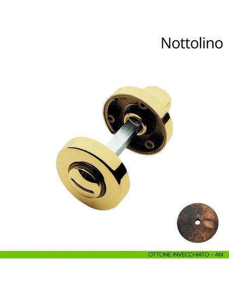 Nottolino per porta 101 Linea Calì con rosetta tonda 45 mm ottone invecchiato
