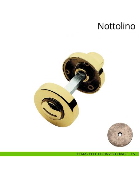 Nottolino per porta 101 Linea Calì con rosetta tonda 45 mm ferro effetto invecchiato