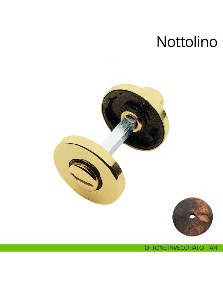 Nottolino per porta 101 Linea Calì con rosetta tonda 50 mm ottone invecchiato