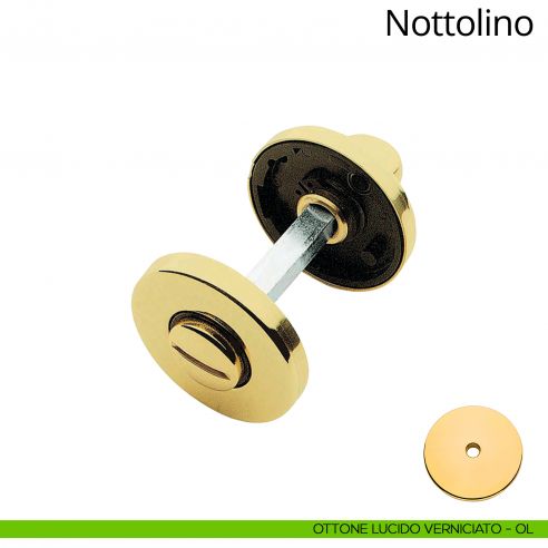 Nottolino per porta 101 Linea Calì con rosetta tonda 50 mm ottone lucido verniciato