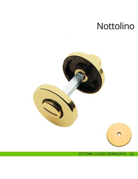 Nottolino per porta 101 Linea Calì con rosetta tonda 50 mm ottone lucido verniciato
