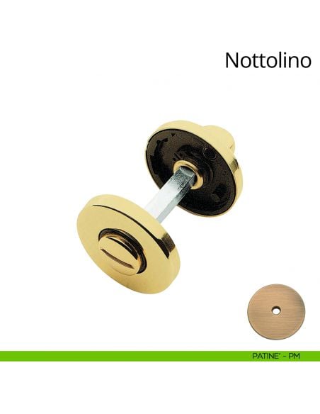 Nottolino per porta 101 Linea Calì con rosetta tonda 50 mm patinè