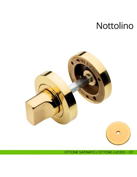 Nottolino per porta 102 Linea Calì con rosetta tonda ottone satinato - ottone lucido