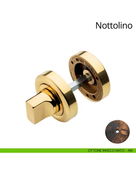 Nottolino per porta 103 Linea Calì con rosetta tonda bombata ottone invecchiato