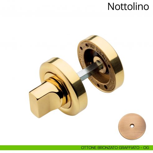 Nottolino per porta 103 Linea Calì con rosetta tonda bombata ottone bronzato graffiato