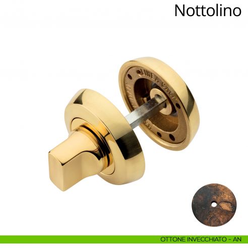 Nottolino per porta 108 Linea Calì con rosetta tonda ottone invecchiato