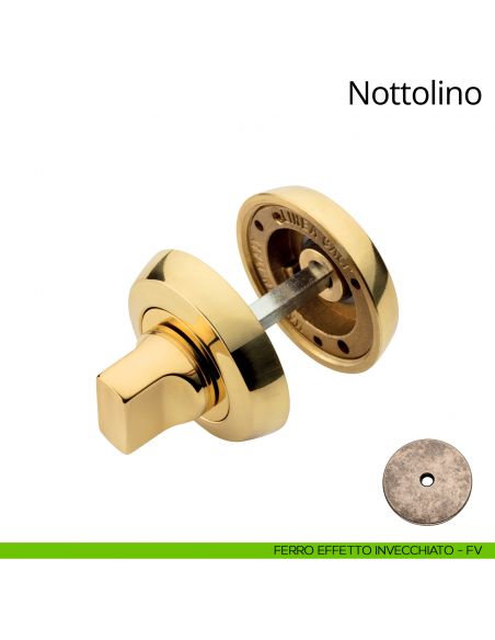 Nottolino per porta 108 Linea Calì con rosetta tonda ferro effetto invecchiato
