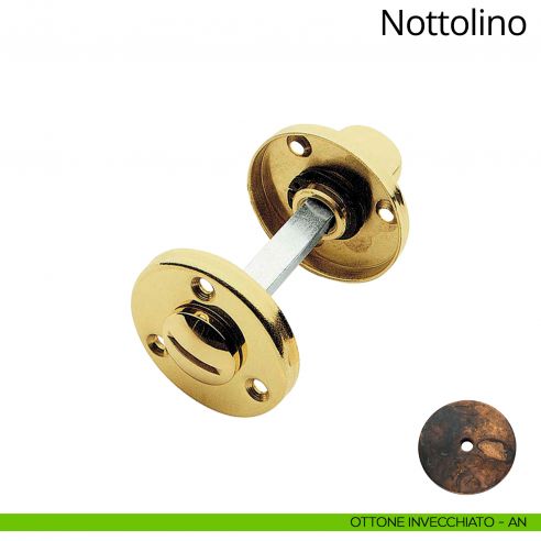 Nottolino per porta 109 Linea Calì con rosetta tonda 45 mm ottone invecchiato