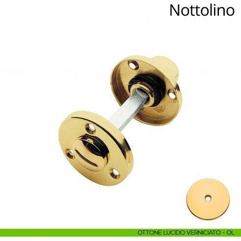 Nottolino per porta 109 Linea Calì con rosetta tonda 50 mm ottone lucido verniciato