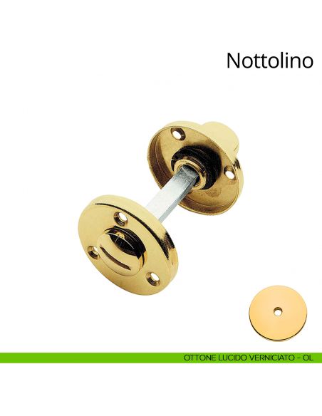 Nottolino per porta 109 Linea Calì con rosetta tonda 50 mm ottone lucido verniciato