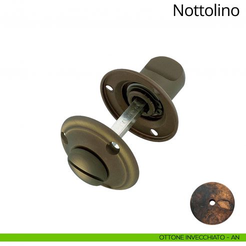 Nottolino per porta 110 Linea Calì con rosetta tonda viti a vista ottone invecchiato