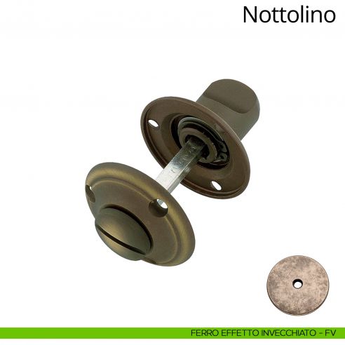 Nottolino per porta 110 Linea Calì con rosetta tonda viti a vista ferro effetto invecchiato