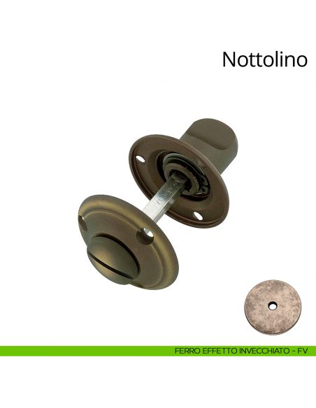 Nottolino per porta 110 Linea Calì con rosetta tonda viti a vista ferro effetto invecchiato