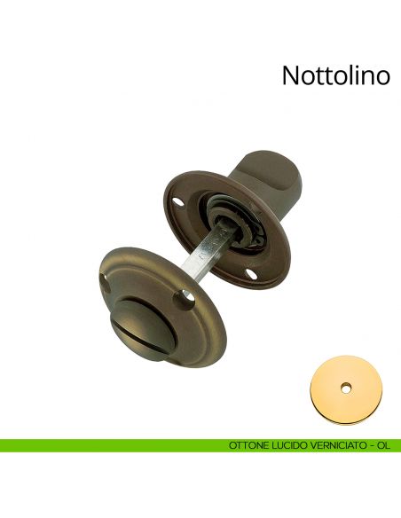 Nottolino per porta 110 Linea Calì con rosetta tonda viti a vista ottone lucido verniciato