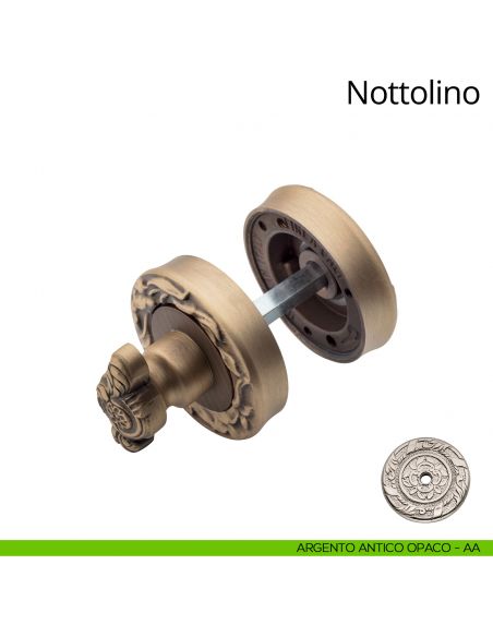 Nottolino per porta 113 Linea Calì con rosetta tonda argento antico opaco