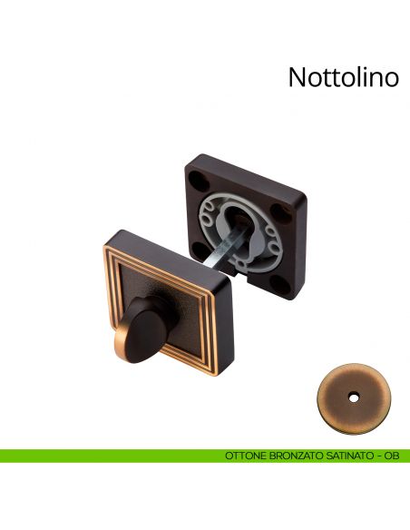 Nottolino per porta 114 Linea Calì con rosetta quadrata ottone bronzato satinato