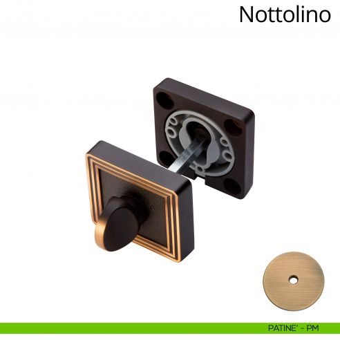 Nottolino per porta 114 Linea Calì con rosetta quadrata patinè